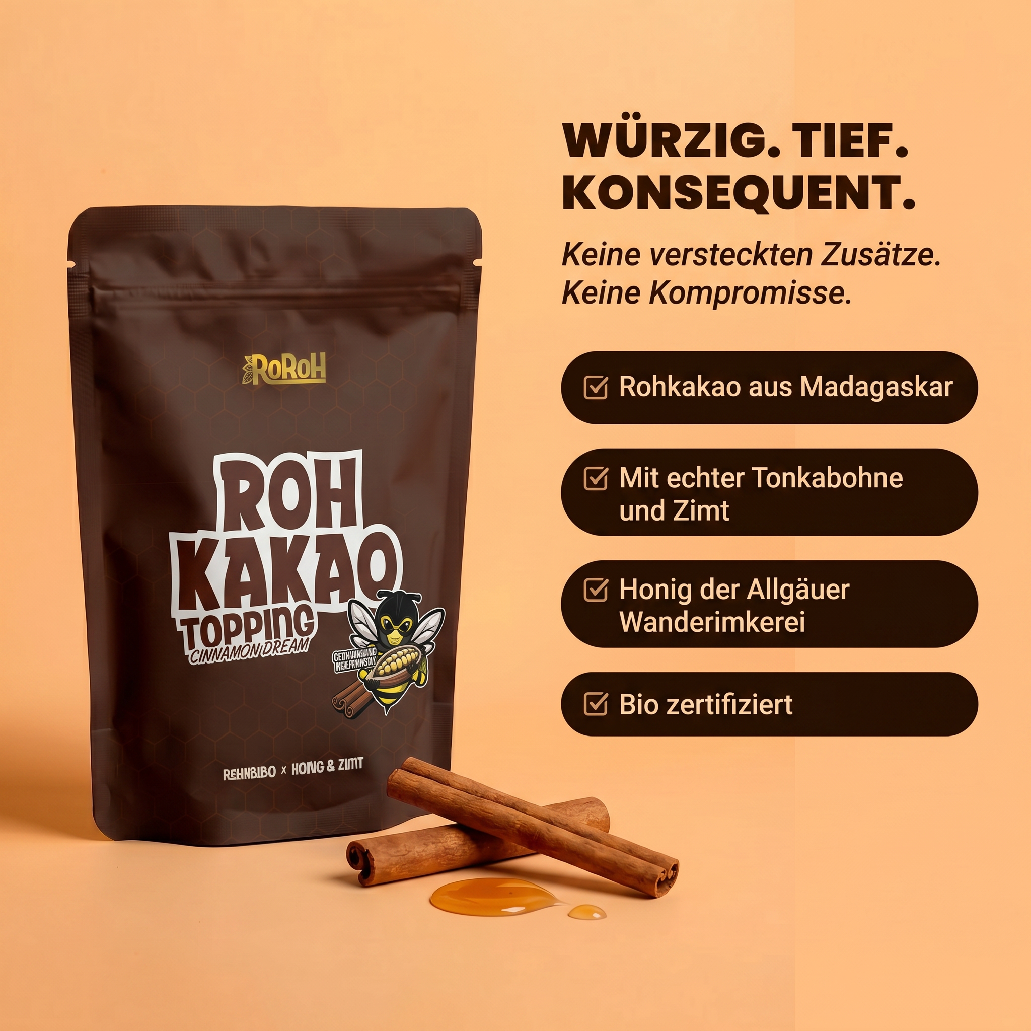 Rohkakao Topping - Cinnamon Dream | 250 g – RoRoh