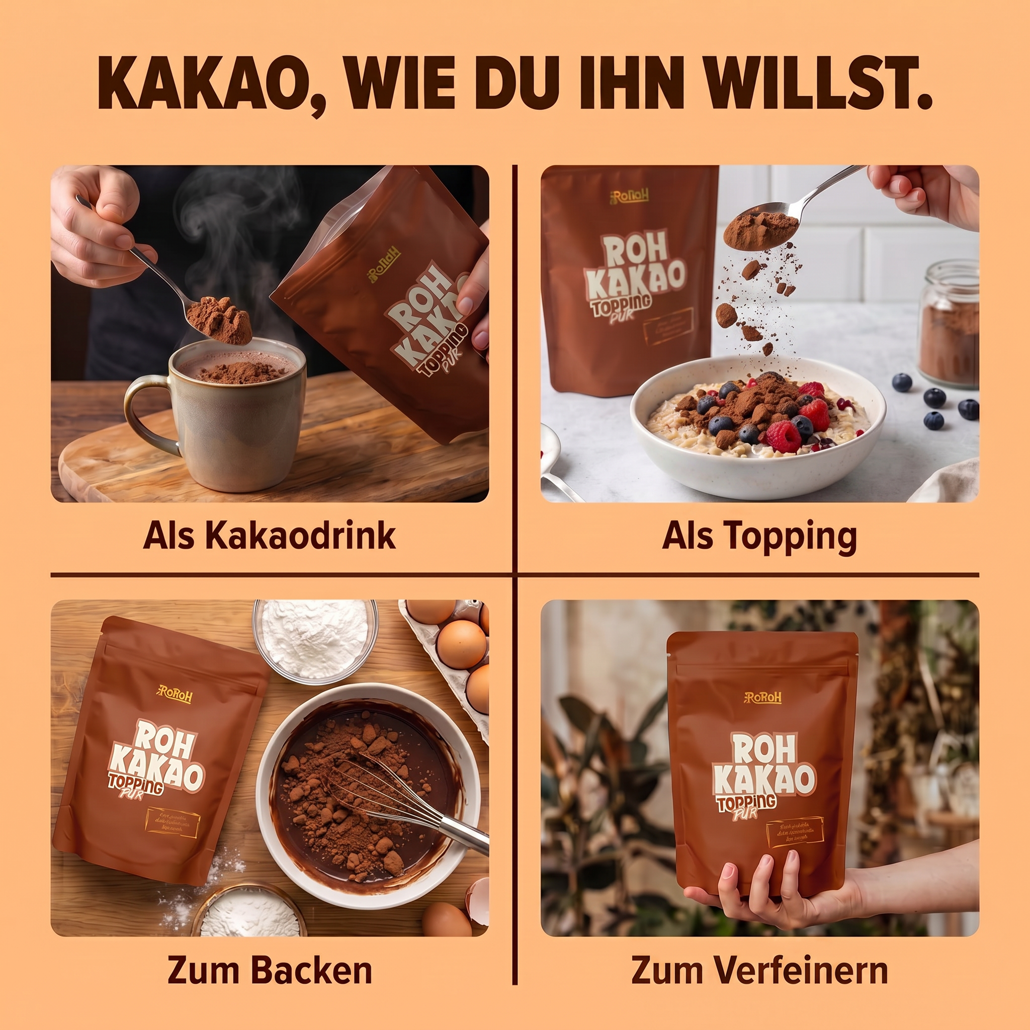 Rohkakao Topping - Pur | 1 kg – RoRoh