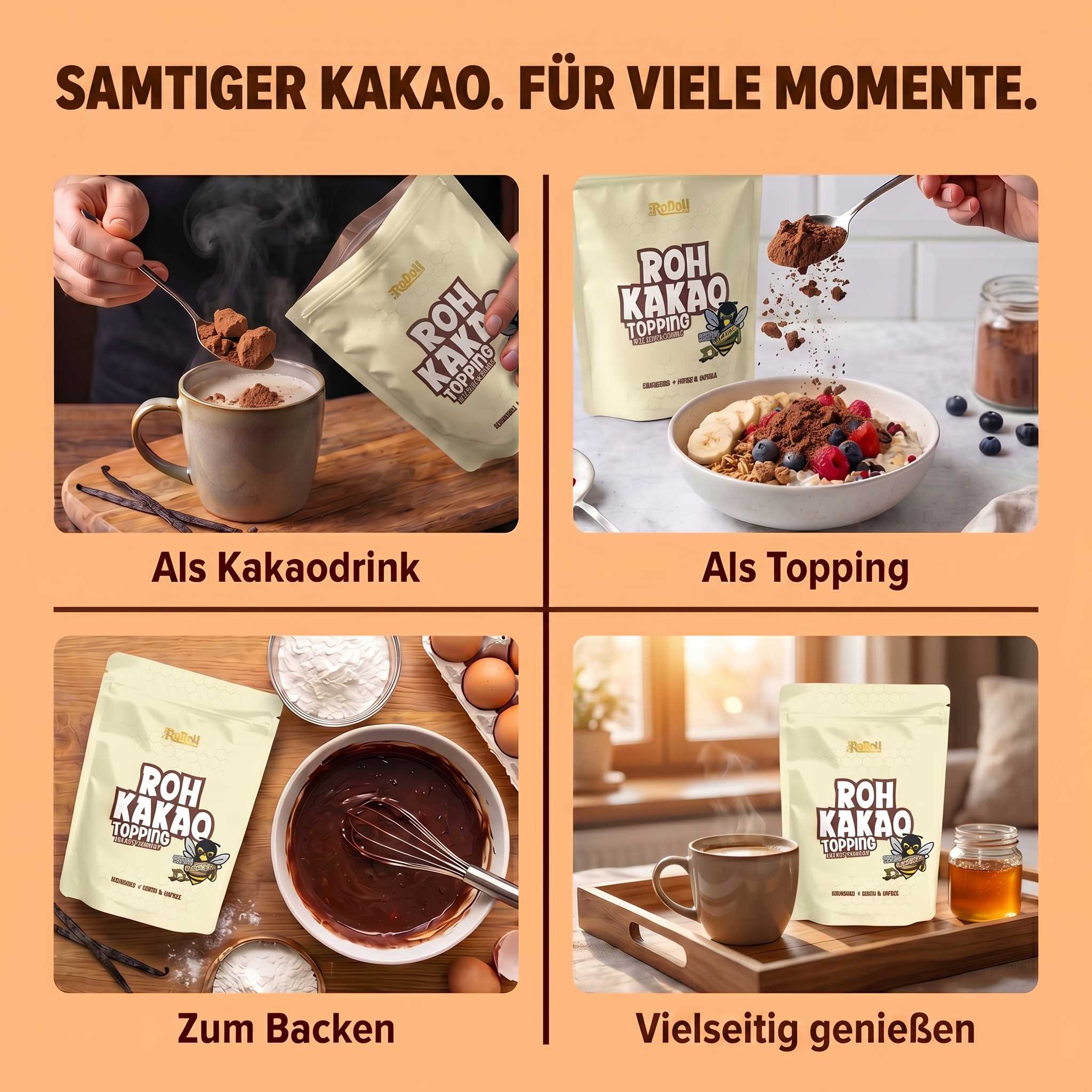 Rohkakao Topping - Velvet Vanilla | 250 g – RoRoh
