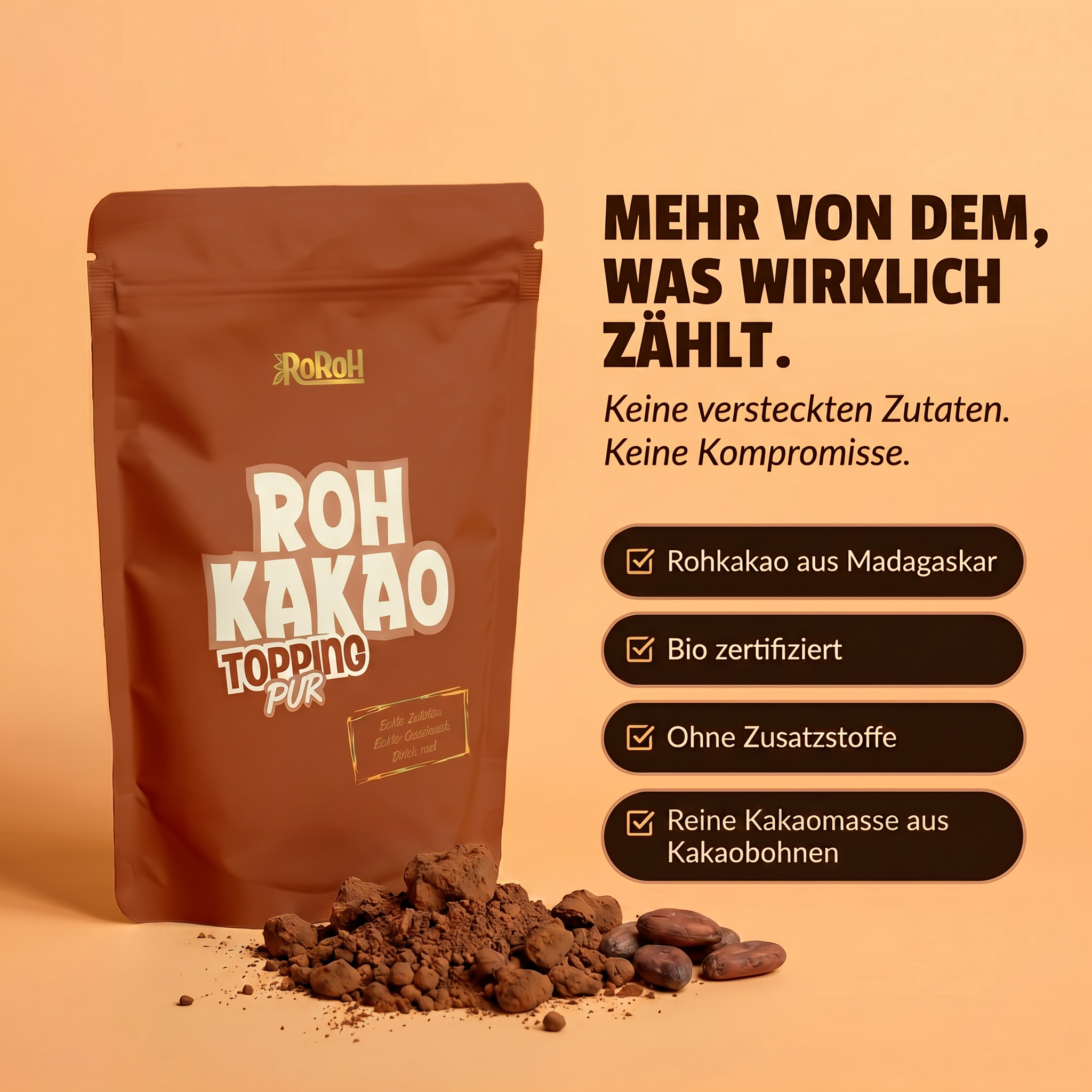 Rohkakao Topping - Pur