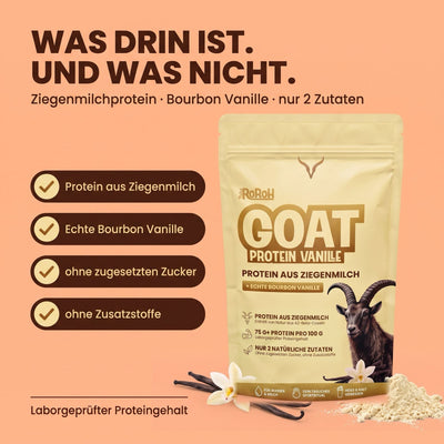 GOAT Protein Vanille – Proteinpulver aus Ziegenmilch, ca. 23 g Eiweiß pro Portion