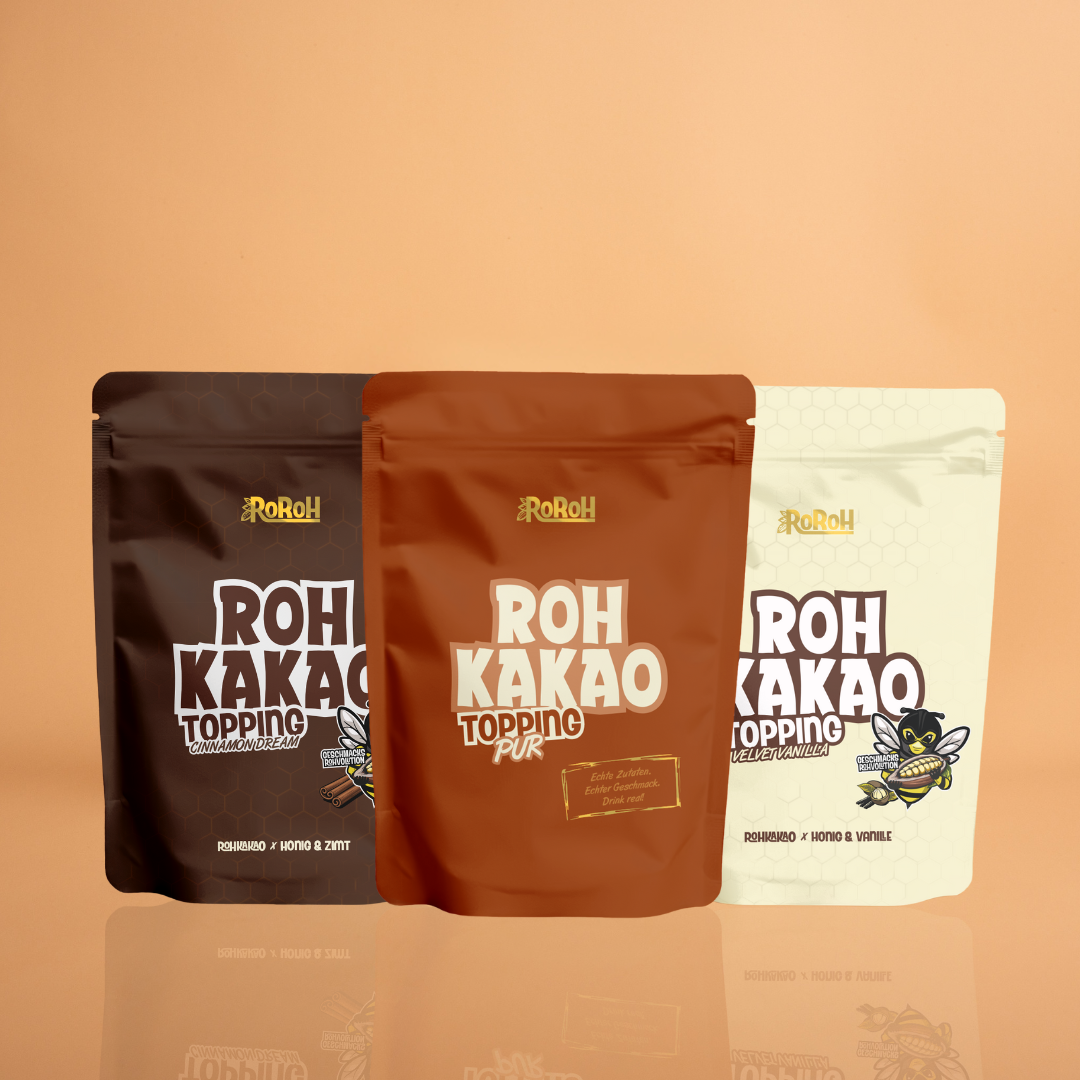 Topping Bundle - 3x 250g Rohkakao Topping (Pur, Vanilla & Cinnamon)