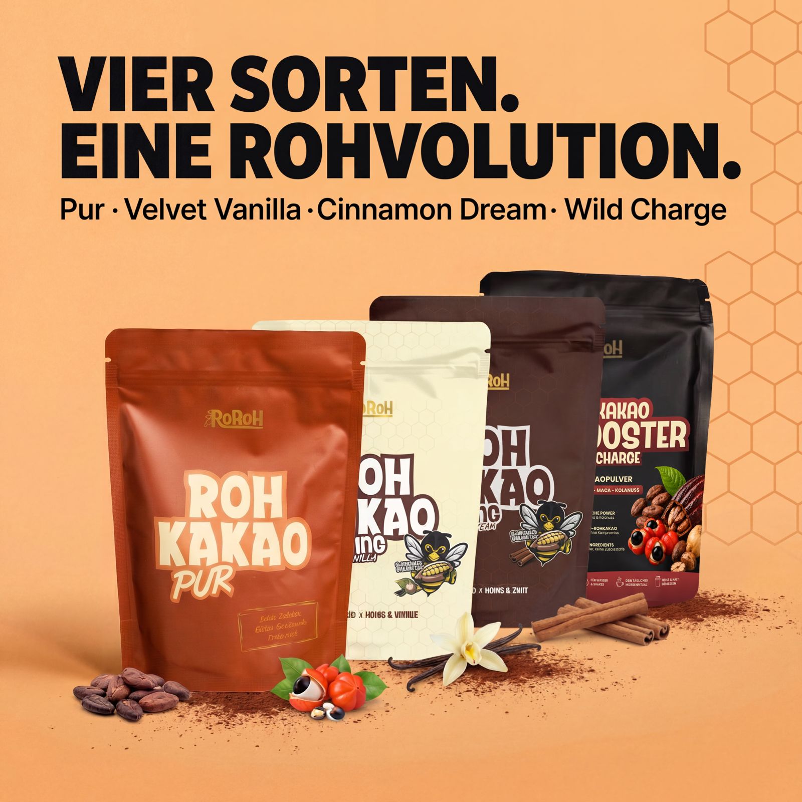 Rohkakao Pulver - Collection | 4 x 250 g