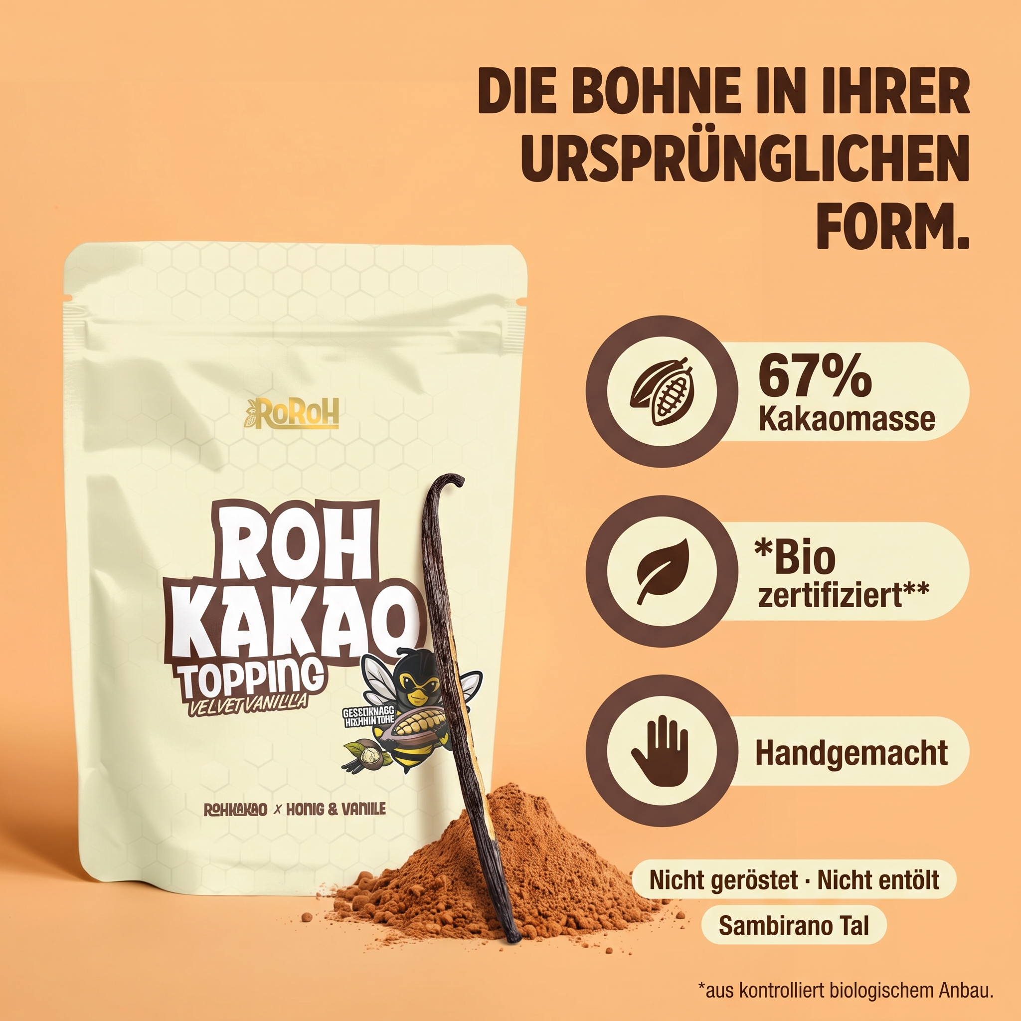 Rohkakao Topping - Probierpaket | 3 x 35 g – RoRoh
